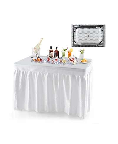 Slickblue 4 Feet Folding Ice Bin Table with Skirt for Camping Picnic Wedding-White