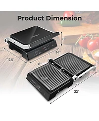 Electric Panini Press Grill Sandwich Maker with Led Display & Removable Drip Tray