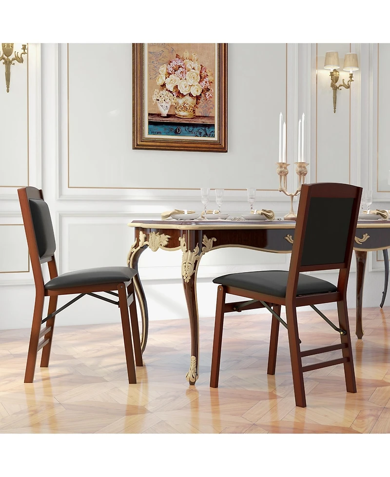 2 Pack Folding Dining Chairs Foldable Chairs with Pvc Padded Seat & High Backrest