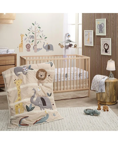 Lambs & Ivy Jungle Story 3-Piece Infant Safari Tan Baby Crib Bedding Set