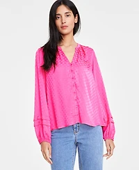 On 34th Women's Long-Sleeve Pintucked Blouse, Created for Macy's