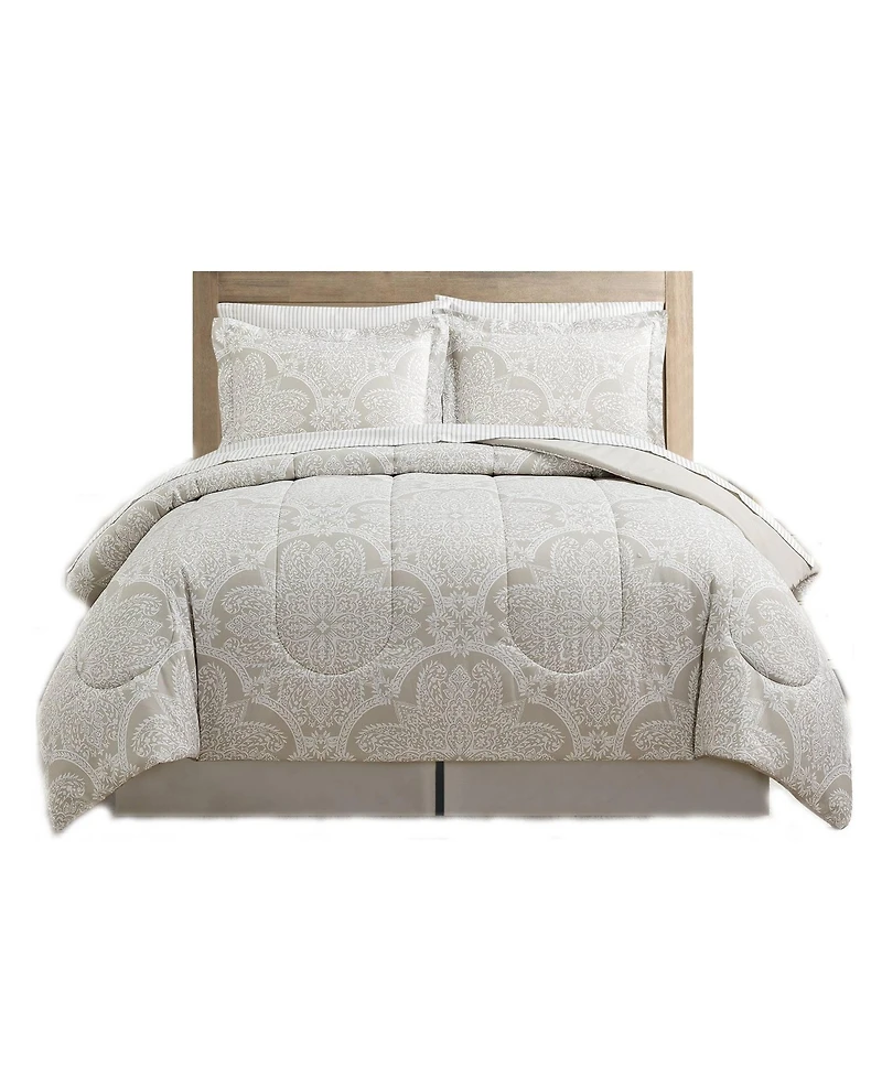 Sunham Neutral Damask 8-Pc. Comforter Set