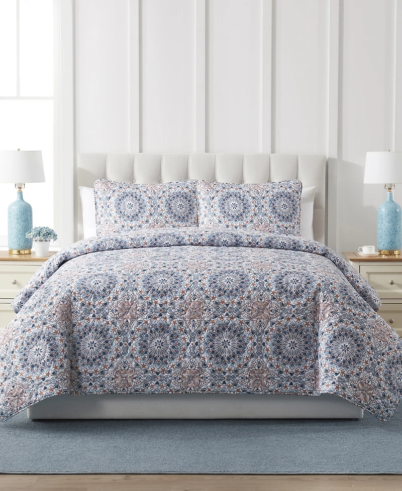 Closeout! Vcny Home Sea Medallion 3-Piece Quilt Set