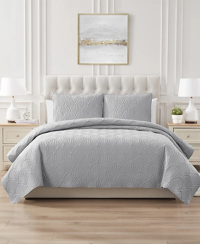Vcny Home Seashell 3-Piece Quilt Set, Full/Queen