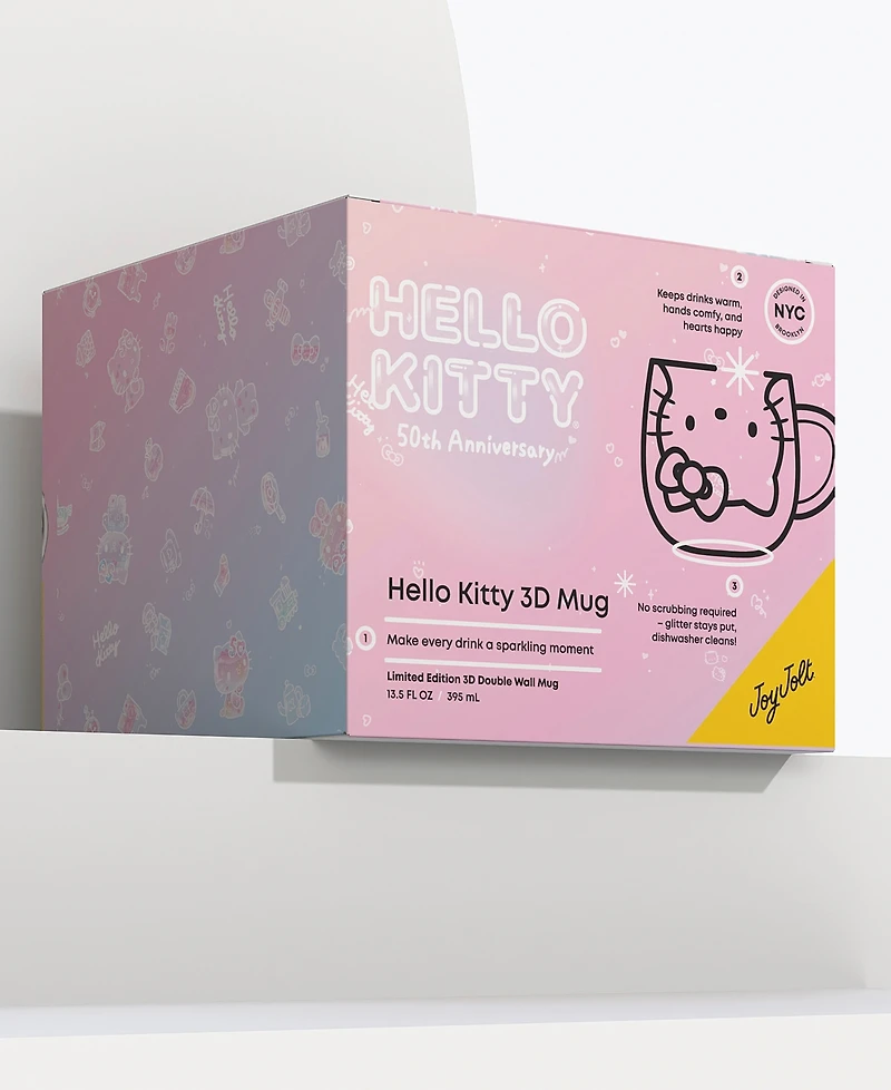 JoyJolt Hello Kitty 50th Anniversary Limited Edition 3D Double Wall Glass Mug