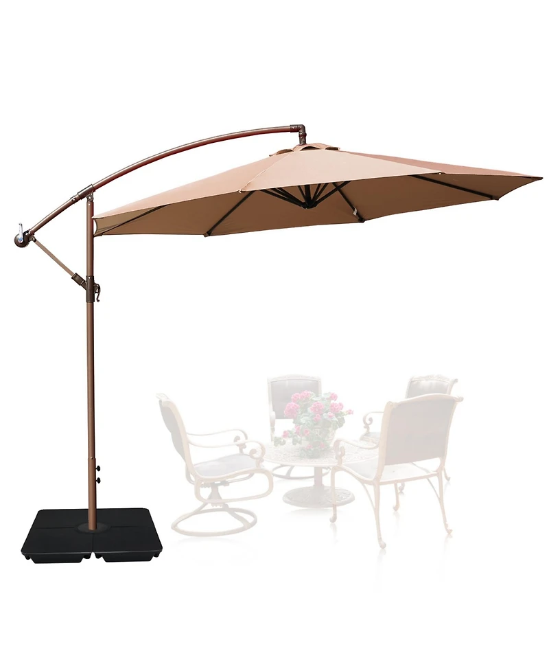 Aoodor Offset Patio Umbrella 10 Cantilever Hanging Market Umbrella Water Resistant Uv Protection Blue- Base Stand is Included