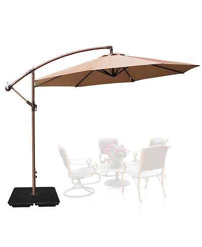 Aoodor Offset Patio Umbrella 10 Cantilever Hanging Market Umbrella Water Resistant Uv Protection Blue- Base Stand is Included