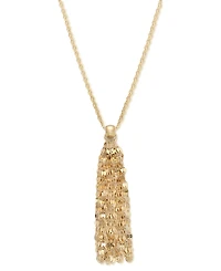 Mirror Chain Multi-Strand Tassel 18" Pendant Necklace in 10k Gold