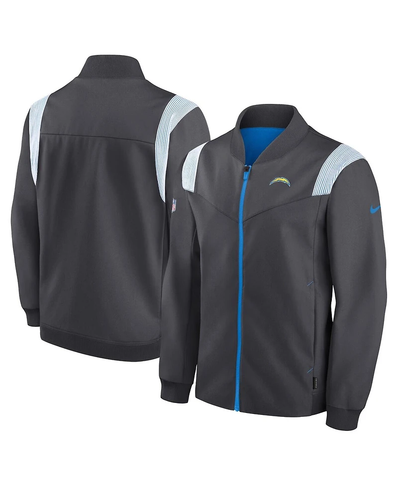 Nike Men's Anthracite Los Angeles Chargers Sideline Coaches Bomber Full-Zip Jacket
