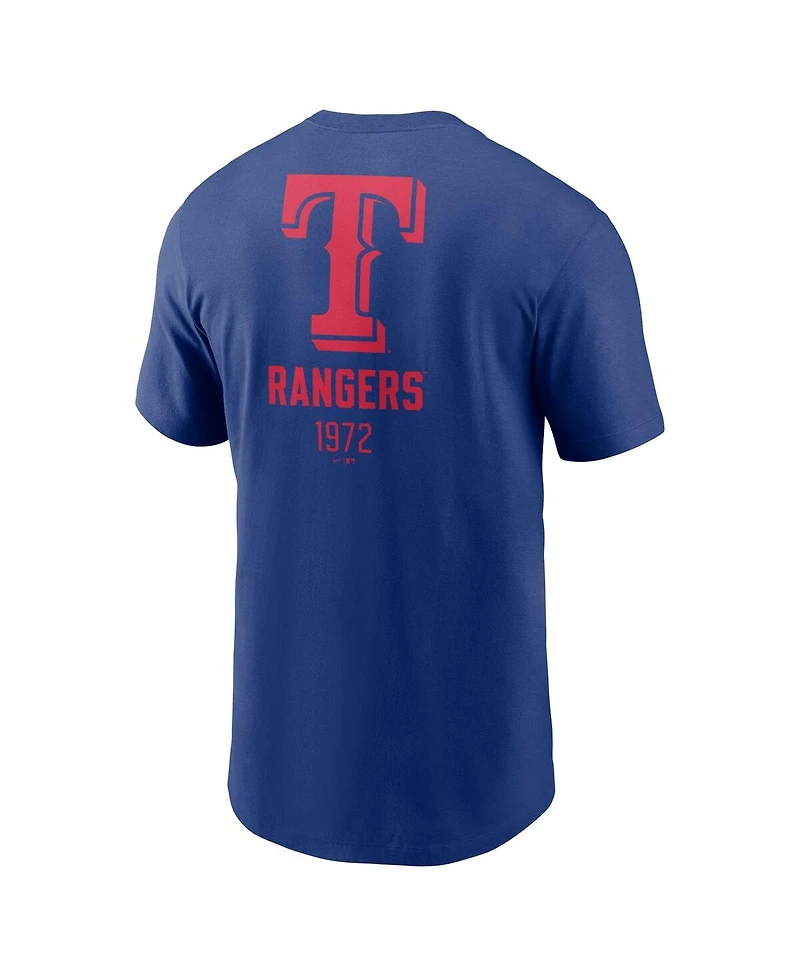 Nike Men's Royal Texas Rangers Large Logo Back Stack T-Shirt