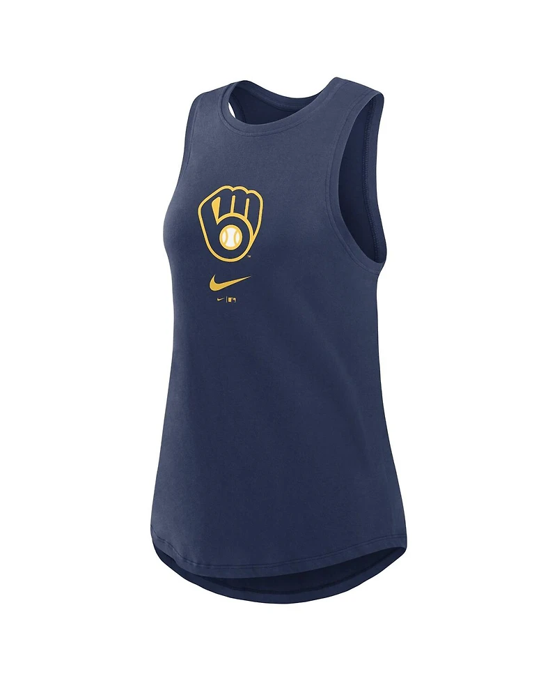 Nike Women's Navy Milwaukee Brewers Legacy Icon High Neck Fashion Tank Top