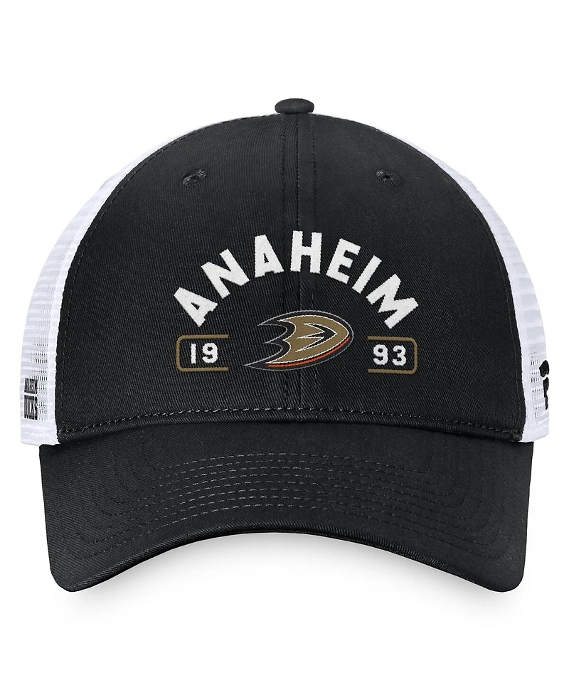 Fanatics Men's Black/White Anaheim Ducks Free Kick Trucker Adjustable Hat
