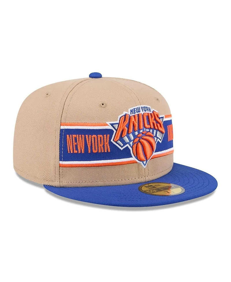 New Era Men's Tan/Blue York Knicks 2024 Nba Draft 59FIFTY Fitted Hat