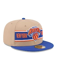 New Era Men's Tan/Blue York Knicks 2024 Nba Draft 59FIFTY Fitted Hat