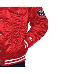 Levi's x Starter Men's Red Washington Nationals Silver Tab Satin Full-Snap Trucker Jacket