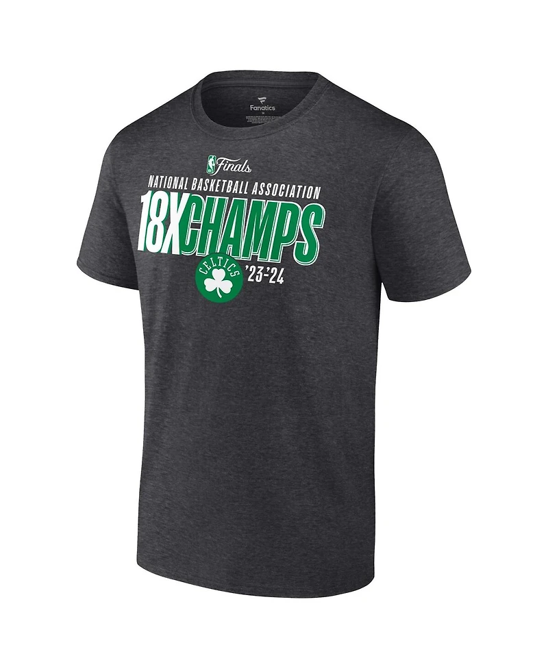 Fanatics Men's Heather Charcoal Boston Celtics 18-Time Nba Finals Champions Steal the Ball T-Shirt