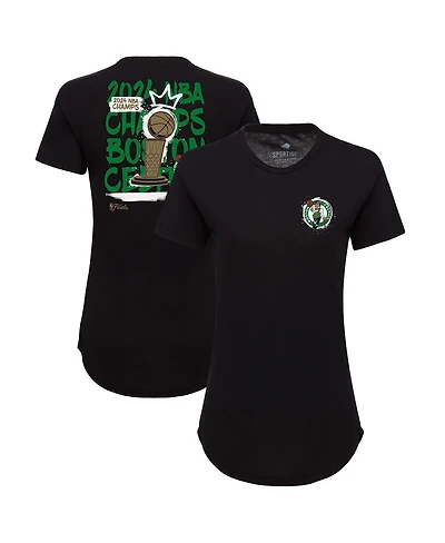 Sportiqe Women's Black Boston Celtics 2024 Nba Finals Champions King of the Court Phoebe Tri-Blend T-Shirt