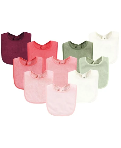 Hudson Baby Infant Girls Rayon from Bamboo Bib with Waterproof Lining 10pk, Pink One Size