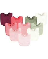 Hudson Baby Infant Girls Rayon from Bamboo Bib with Waterproof Lining 10pk, Pink One Size
