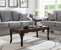 Streamdale Ornate Detailing Dark Cherry Finish Wood Coffee Table