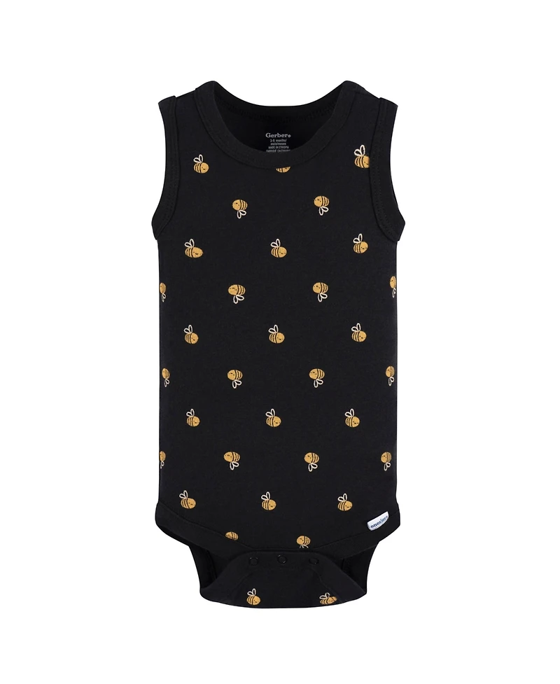 Gerber Baby Girls Sleeveless Onesies Bodysuits, 4 Pack