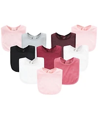 Hudson Baby Infant Girls Rayon from Bamboo Bib with Waterproof Lining 10pk, Pink One