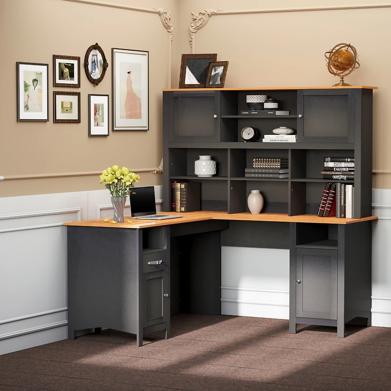 Homcom Minimalist L-Shaped Desk w/ Large Tabletop and Ample Storage Spaces