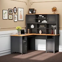 Homcom Minimalist L-Shaped Desk w/ Large Tabletop and Ample Storage Spaces