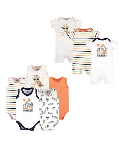 Hudson Baby Baby Boys Essential 8-Pack Cotton Rompers & Bodysuits