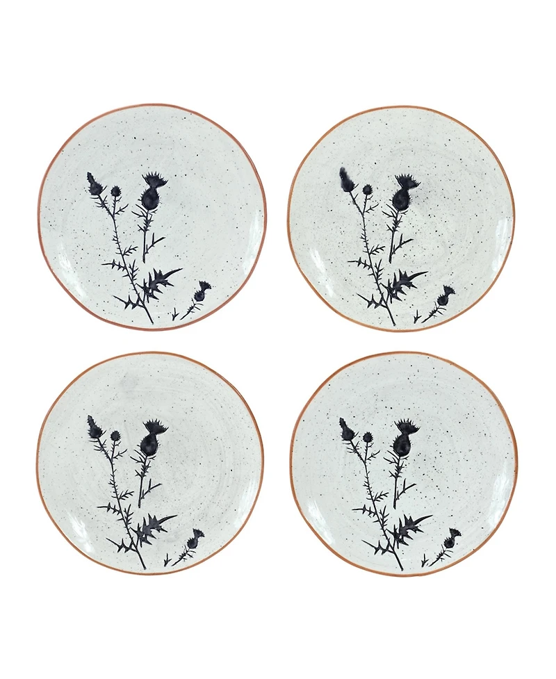 Rustic Thistle Etched Plate With Speckled Finish (Set of 4)