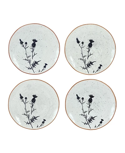 Rustic Thistle Etched Plate With Speckled Finish (Set of 4)