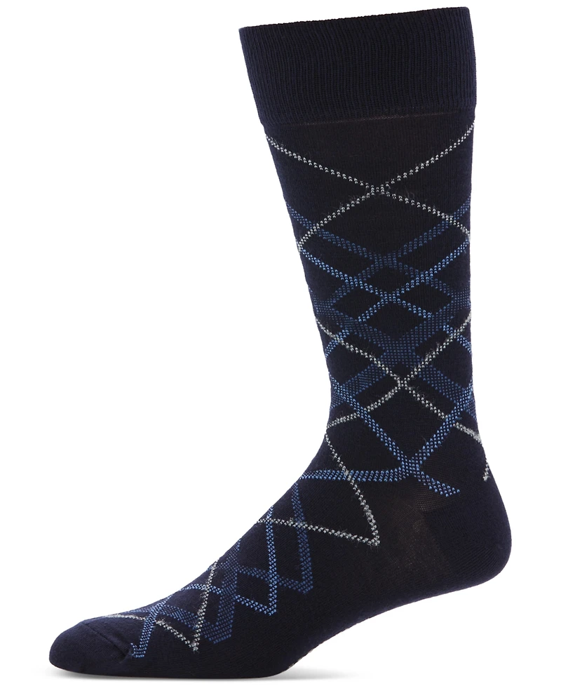 Perry Ellis Portfolio Men's Diagonal Plaid Dress Socks