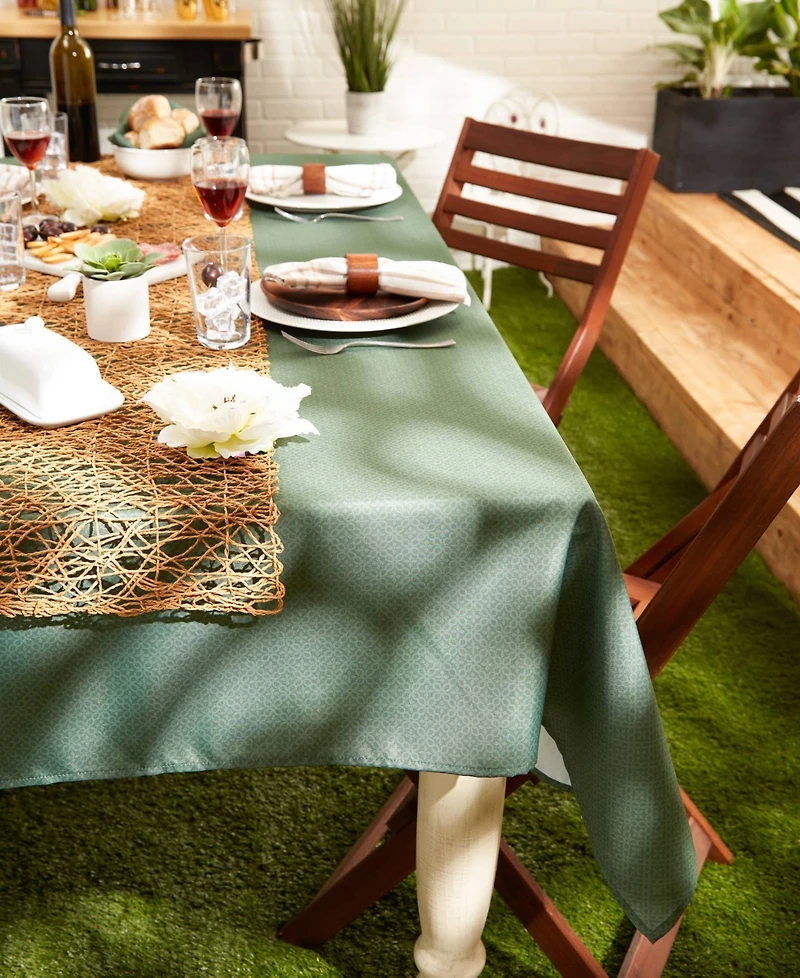 Design Imports Tonal Lattice Print Outdoor Tablecloth, 60x84 Inches