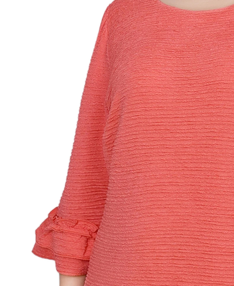 Ny Collection Plus 3/4 Length Sleeve Textured Knit Dress