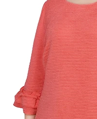 Ny Collection Plus 3/4 Length Sleeve Textured Knit Dress