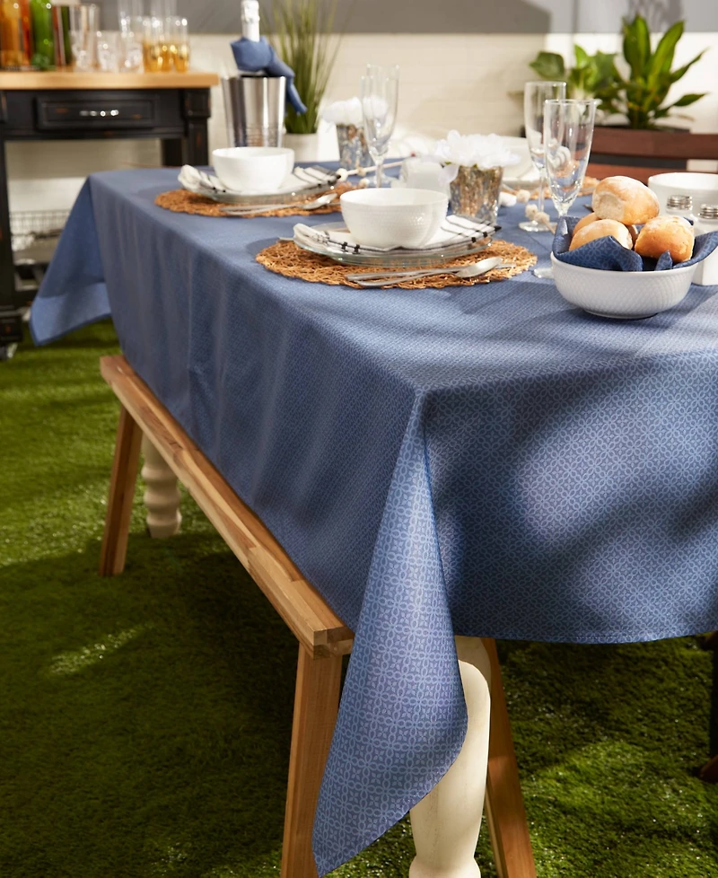 Design Imports Tonal Lattice Print Outdoor Tablecloth, 60x84 Inches