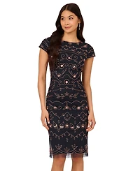 Adrianna Papell Women's Boat-Neck Beaded Sheath Dress