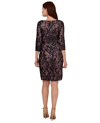 Adrianna Papell Women's V-Neck 3/4-Sleeve Sheath Dress