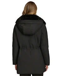 Donna Karan New York Women's Faux-Fur-Collar Short Puffer Coat