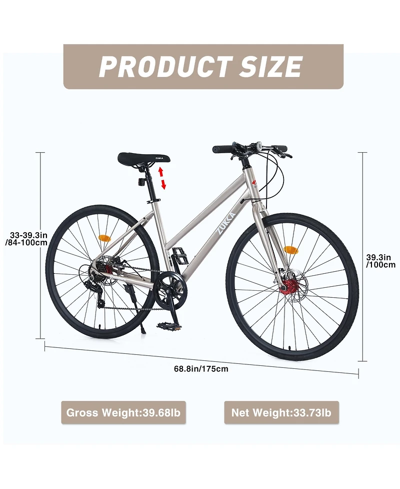 Streamdale 7-Speed Hybrid Road Bike with Disc Brakes