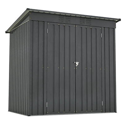 Sturdy and Tall 72" x 48" x 68" Black Shed with Double Hinged Door