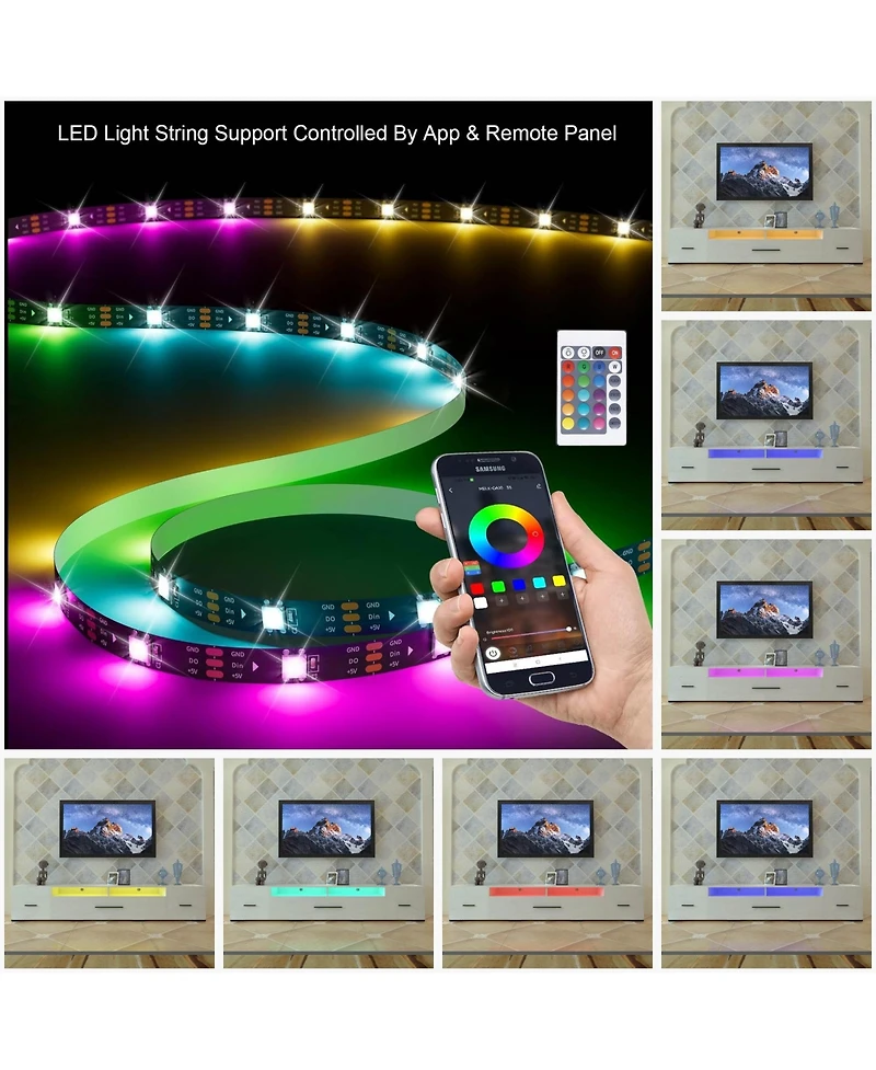 Streamdale Rgb Led Tv Cabinet with 90% Storage Space and Multicolor Modes