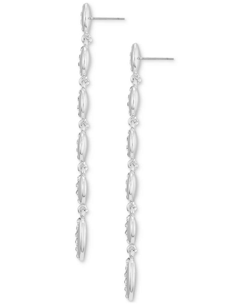 Vince Camuto Gold-Tone Pave Oval Linear Drop Earrings