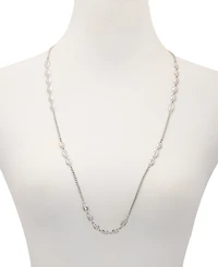 Vince Camuto Silver-Tone Pave Oval Strand Necklace, 32" + 2" extender