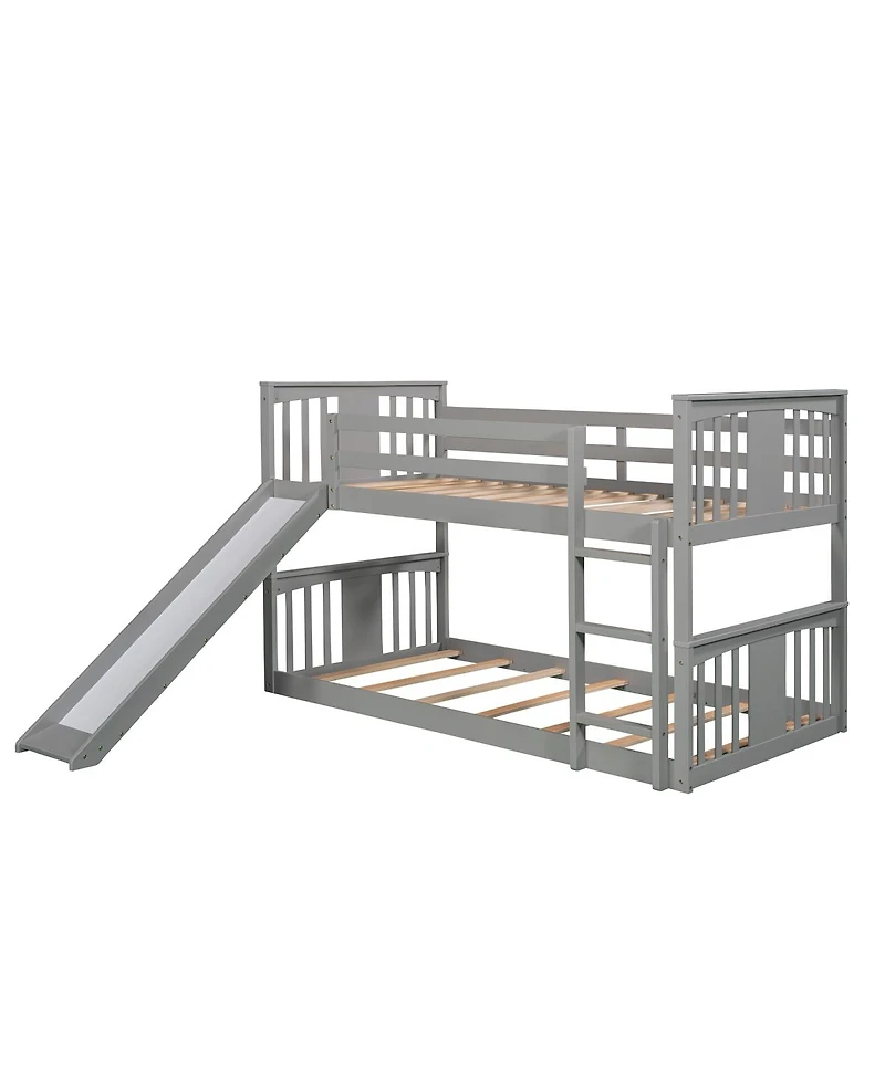 Twin Over Bunk Bed with Slide and Ladder