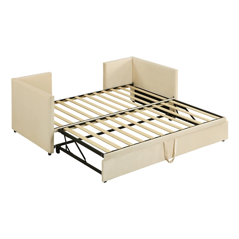 Streamdale Twin Upholstered Daybed With Extendable Trundle, Pink