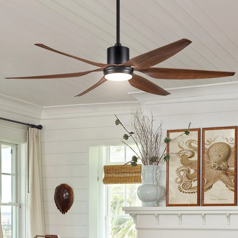 Streamdale 66" Vintage Ceiling Fan Lighting With Brown Blades In Integrated Led