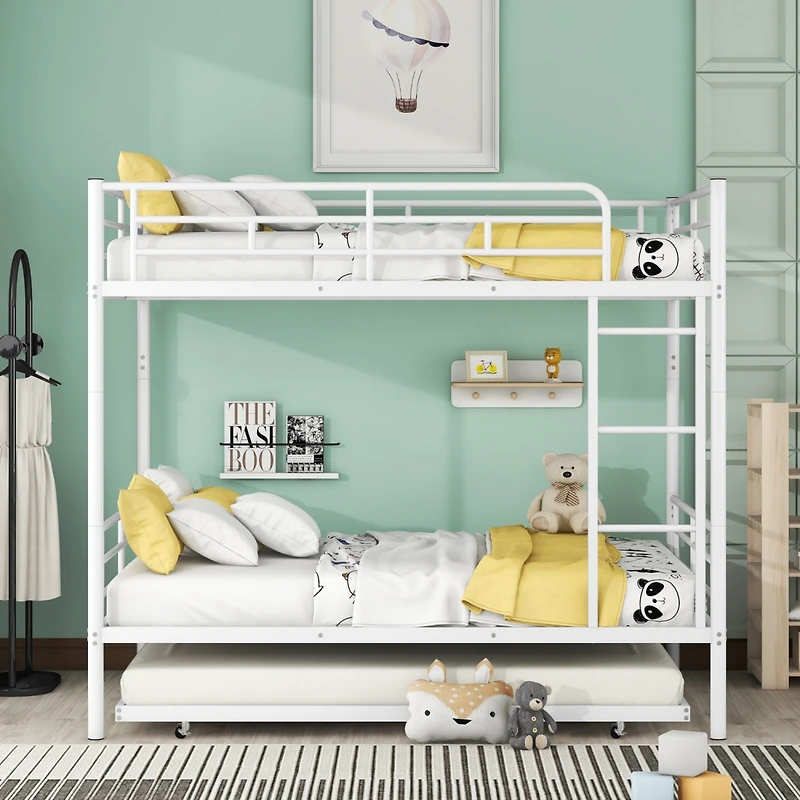 Streamdale Full Over Metal Bunk Bed With Trundle, Silver