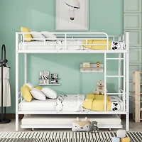 Streamdale Full Over Metal Bunk Bed With Trundle, Silver