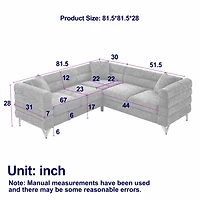 81.5" Oversized L-Shaped Sectional Sofa Cover - 5-Seater